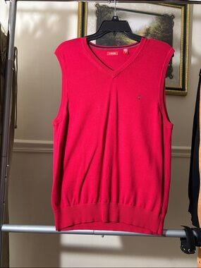 Izod Men’s V-Neck Sleeveless Sweater Vest - Red